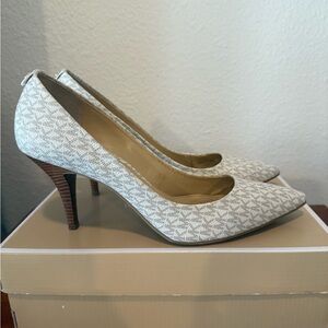 Michael Kors Logo Cream Heels